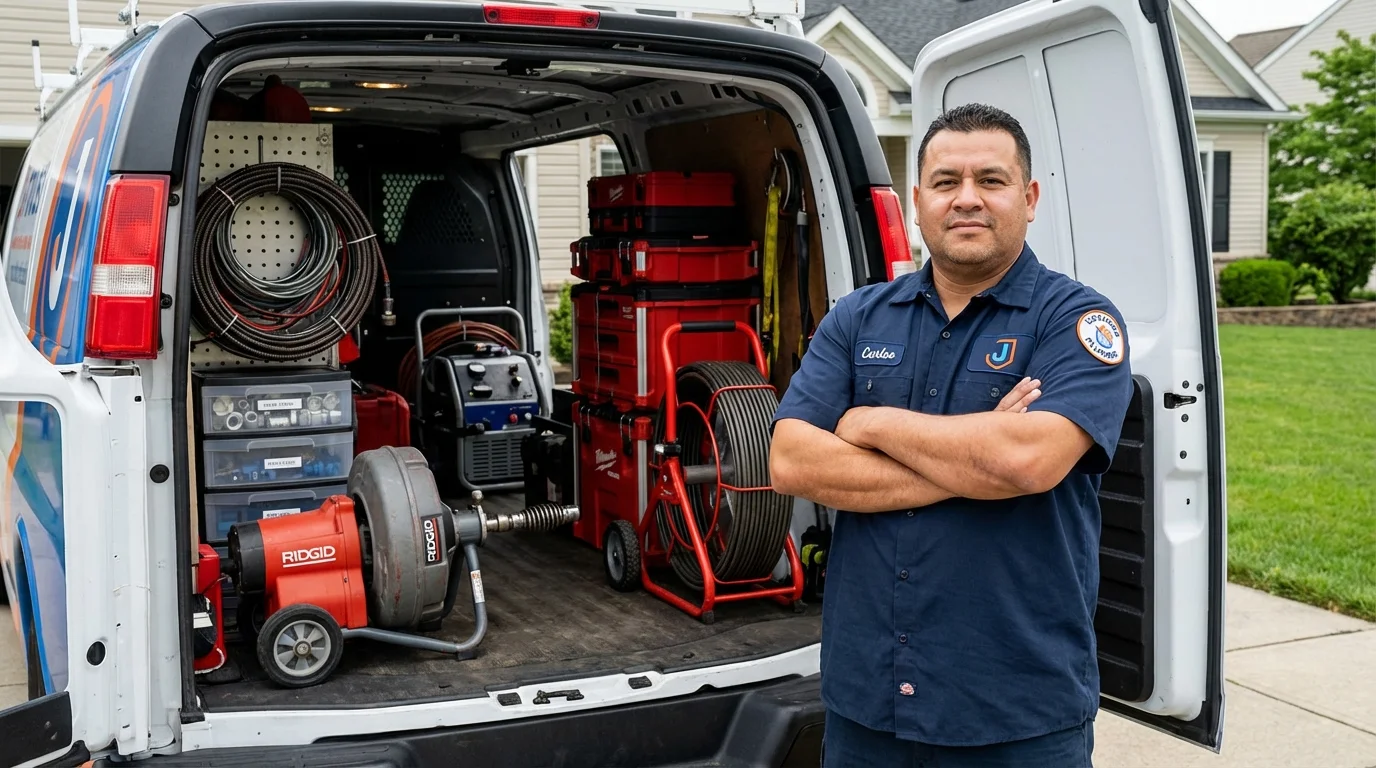 Professional drain cleaning equipment and Johns Plumbing LLC plumber in Barre