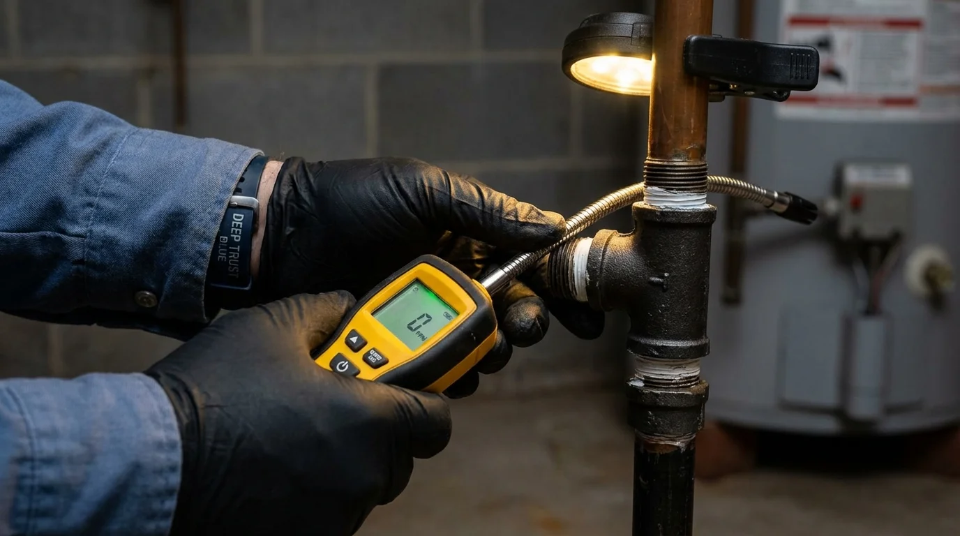 Gas leak detection with electronic sniffer by Johns Plumbing LLC in Barre